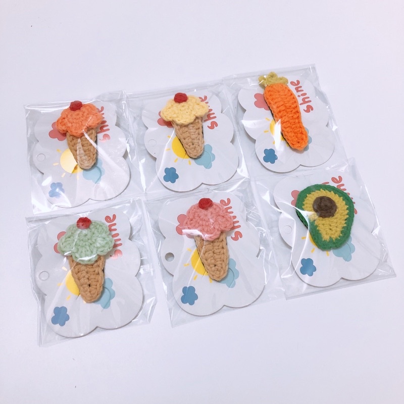 [HANDMADE - Cao Cấp] Kẹp tóc bé gái hình bánh kem, hoạt hình dễ thương làm từ chất liệu len sợi cao cấp