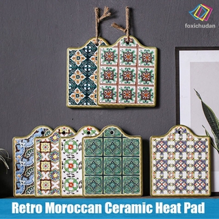 Moroccan Ceramic Trivet Pot Holder Non-Skid Heat Insulation Hot Pot Pad Mug Cork Mat Cork Holder Bowl Coasters