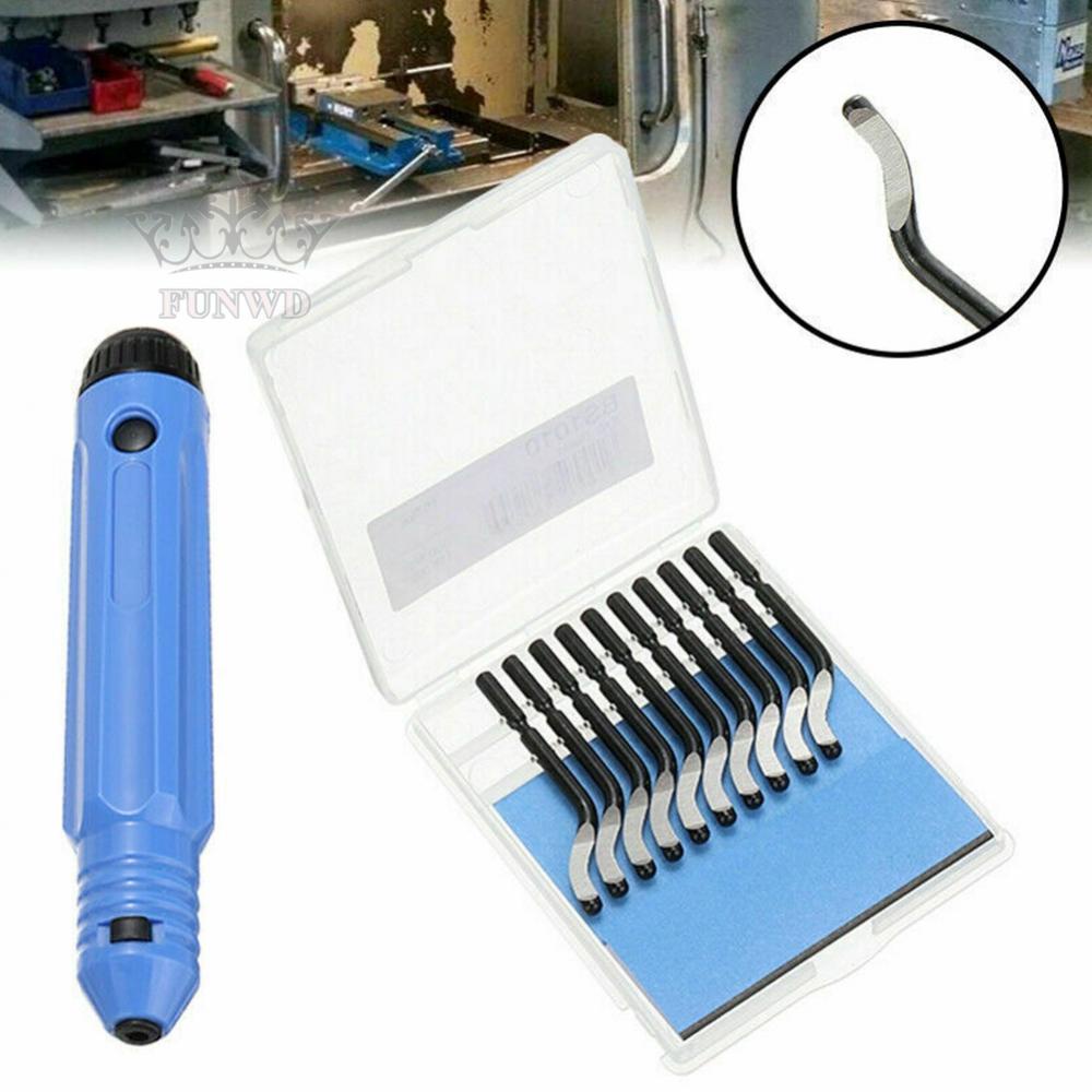 【FUNWD】Handle Plastic Burr NB1100 Scraper+10pc BS1010 Blades/Trimming Deburring Tools
