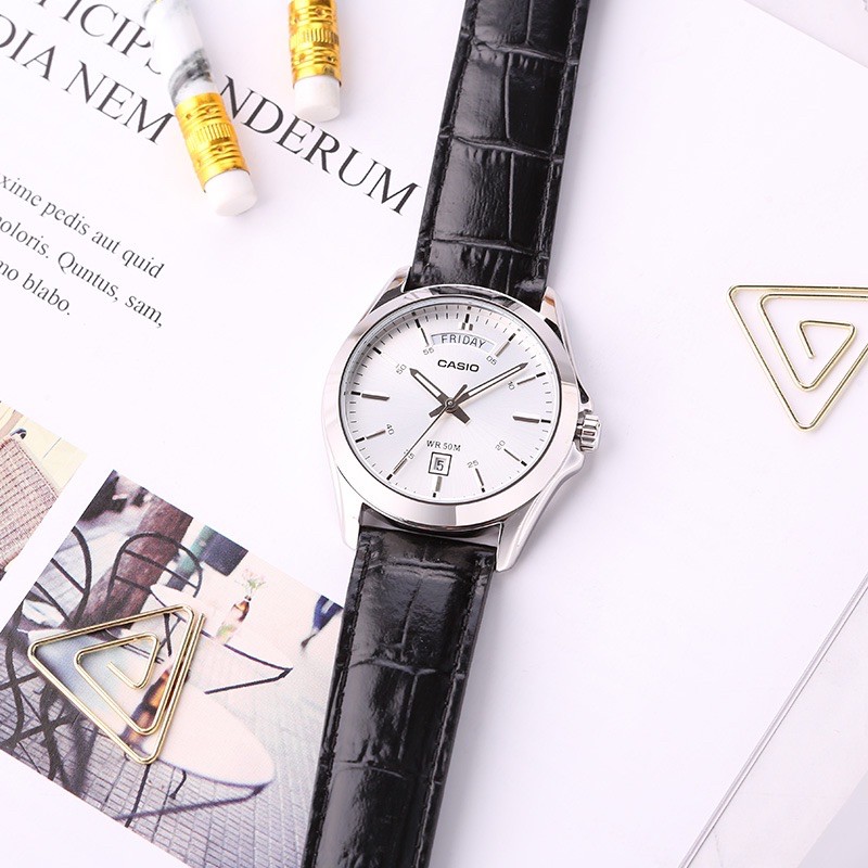 Đồng hồ nam dây da Casio chính hãng Anh Khuê MTP-1370L-7AVDF