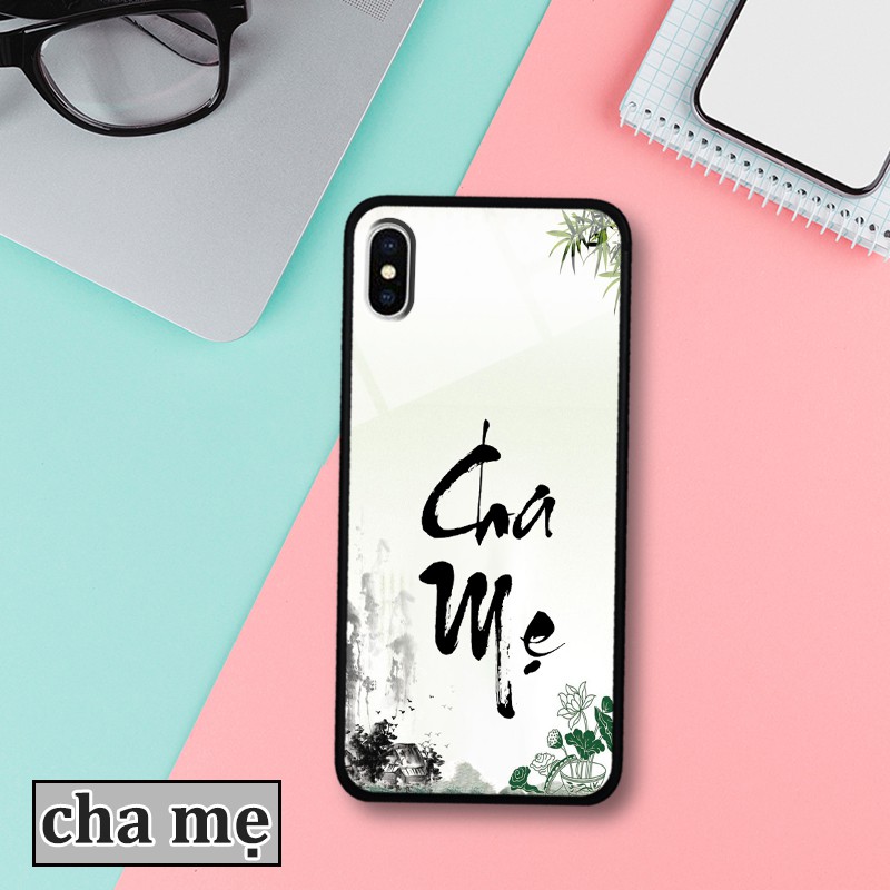 Ốp lưng kính 3D iPhone X/ XS- chữ thư pháp ý nghĩa