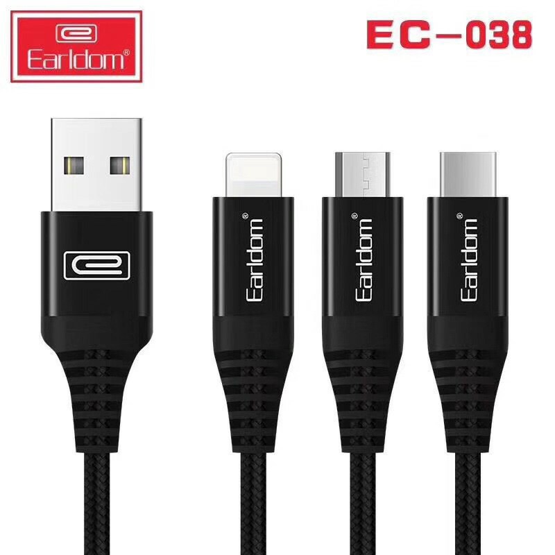 Cáp sạc IPHONE; Micro usb dây dù chống gãy Earldom EC060