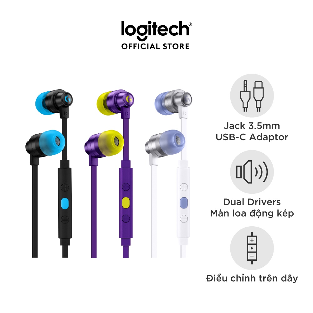 Tai nghe game in-ear Logitech G333 - Dual Drivers, Jack 3.5mm, Mic