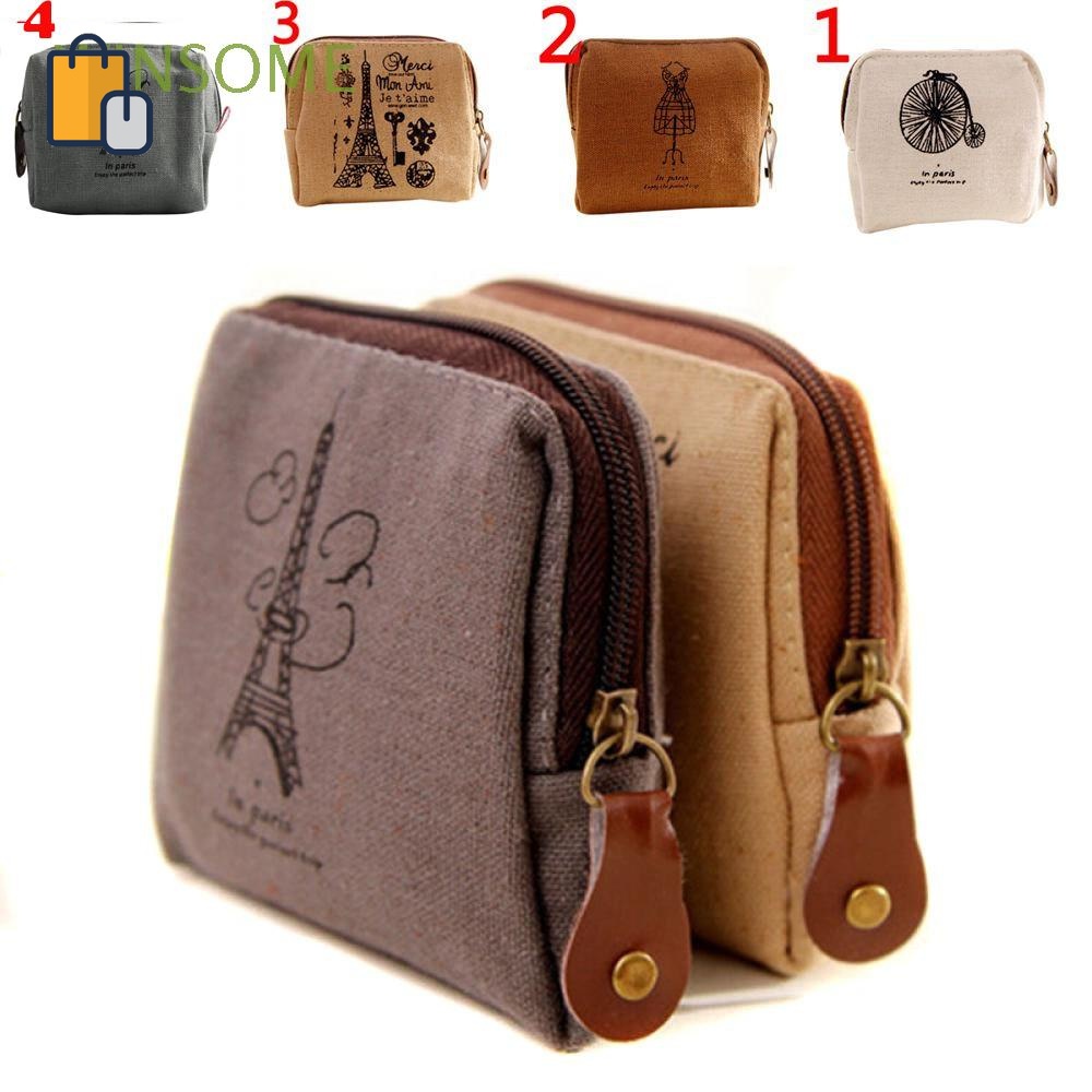 Ví Đựng Tiền Xu Chất Liệu Vải Bố Phong Cách Cổ Điển