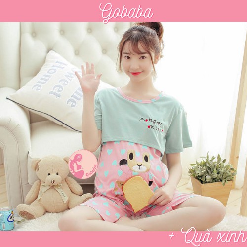 Bộ đồ bầu và sau sinh mùa hè vải cotton co dãn hàng Quảng Châu xịn 2020