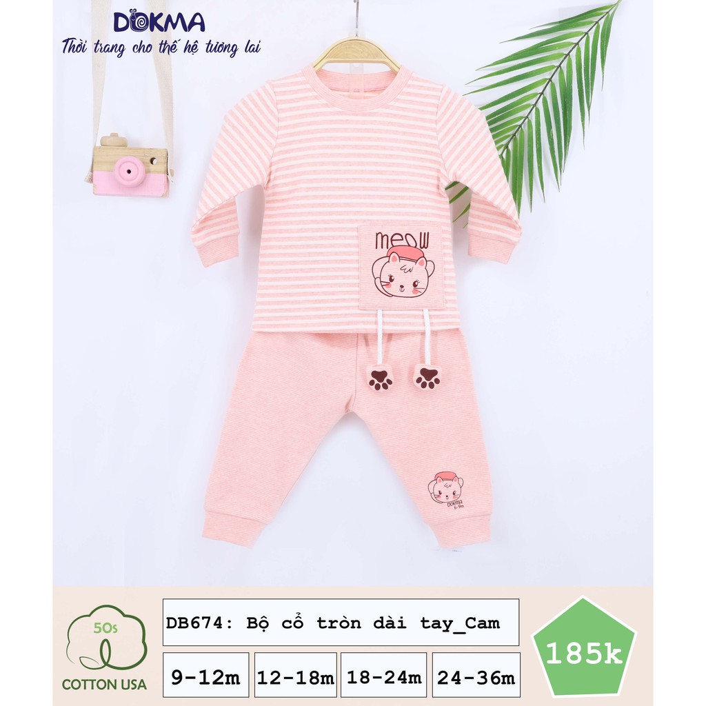 Dokma - Bộ cổ tròn chất nỉ nhung kẻ dày 9-36m DB674