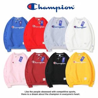 Áo Sweater Cotton Cổ Tròn Thêu Chữ Champion Thời Trang Cho Nam Nữ