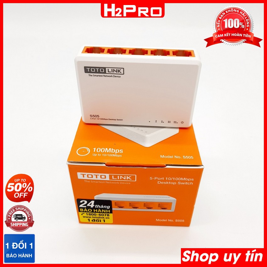 Hub chia mạng 5 cổng Totolink S505 H2Pro 100Mbps, bộ chia mạng 5 cổng giá rẻ