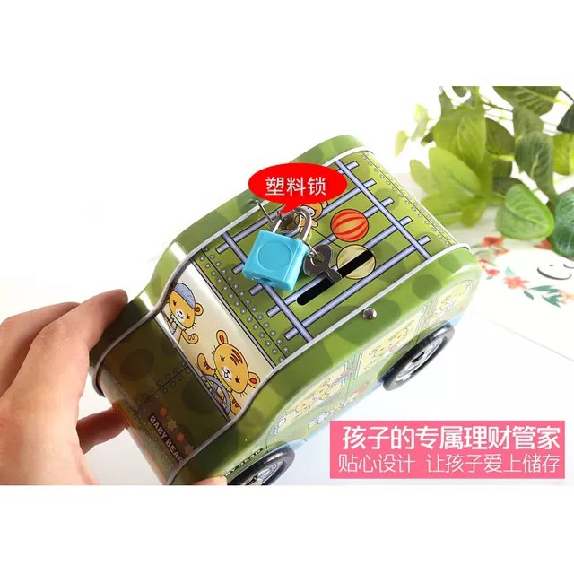 PVN21418 Két sắt đựng tiền tiết kiệm hình ô tô có khóa mini cho bé T2 .