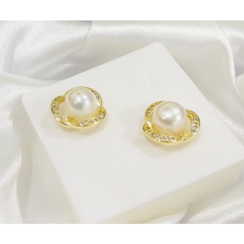 Bông Tai  Bạc S925 Đính Hạt Ngọc Trai 9ly Hoa Tai Hạt Trai Nước Ngọt Thời Trang - Ngọc Trai Trường Thịnh