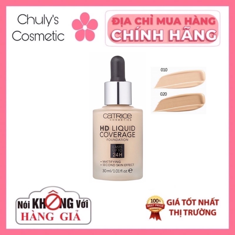 Kem nền kiềm dầu Catrice HD 24h Liquid Coverage Foundation che phủ tốt