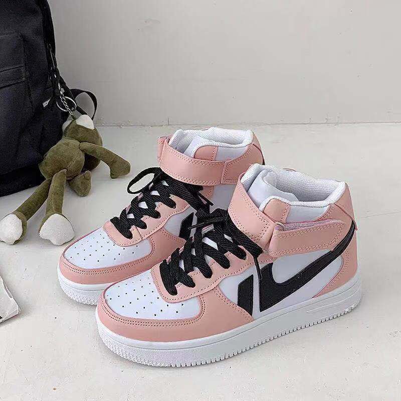 Giày Sneaker Cổ Cao Hồng Đen Phong Cách Ulzzang Năng Động Trẻ Trung (Hàng Đặt Trước)(Có Ảnh Thật Shop Chụp)