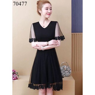 [HOT] ĐẦM THUN PHỐI LƯỚI 2 LỚP THANH LỊCH DỄ THƯƠNG- 70477