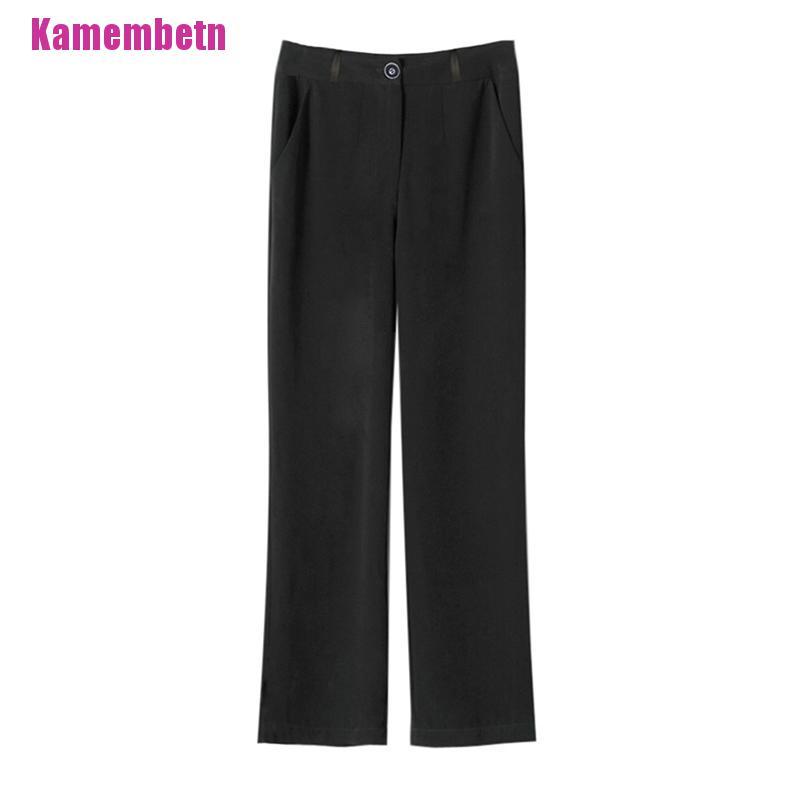 Quần Chiffon Ống Rộng Lưng Cao Màu Đen Thời Trang Công Sở Cho Nữ | BigBuy360 - bigbuy360.vn