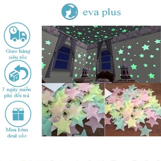 Sao dạ quang dán tường bộ 100 cái eva plus ngôi sao dạ quang phát sáng