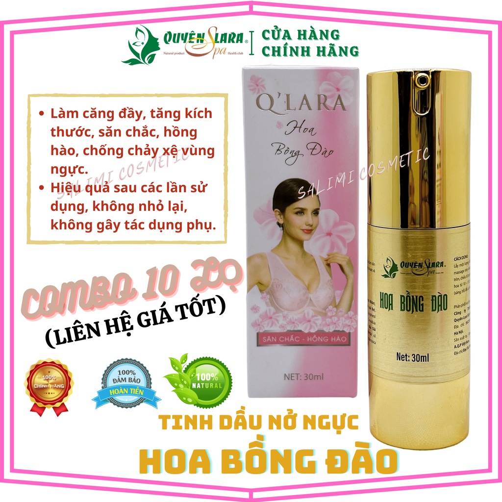 COMBO 10 Lọ Tinh Dầu Xịt Nở Ngực Thảo Dược HOA BỒNG ĐÀO Quyên Lara - 30ml - HÀNG CHÍNH HÃNG