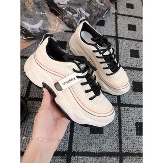 Giày sneaker vải đế sóng viền đỏ