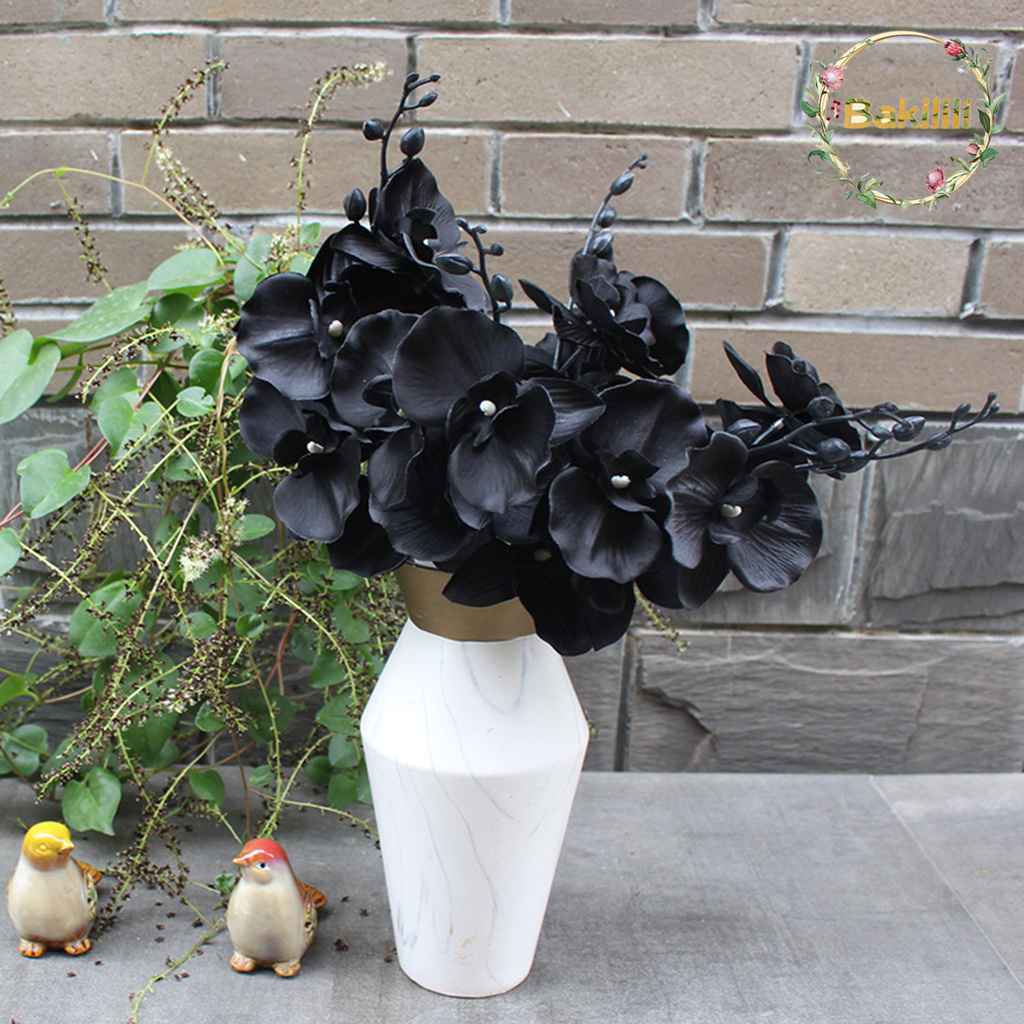 Hoa Phaenopsis Giả Màu Đen Bằng Vải Trang Trí Nhà Cửa
