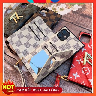 Ốp Vuông  LV Da kèm ví đựng tiền cao cấp , Tặng Dây Cho iPhone 6-XSMAX , iphone 11 Giá Rẻ <3