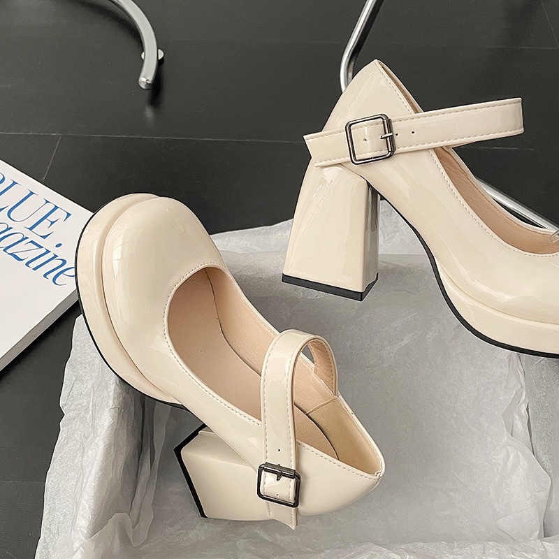 GIÀY BÚP BÊ A330 CAO GÓT MŨI TRÒN QUAI TO ĐẾ CAO 9CM