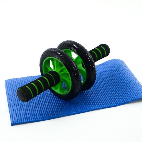 Con lăn 2 bánh xanh lá tập bụng tại nhà tặng tấm lót gối Bodysport