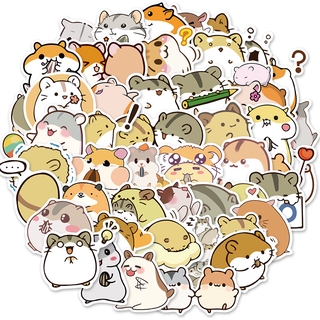 Set 50 miếng dán hình chuột hamster đáng yêu bằng PVC