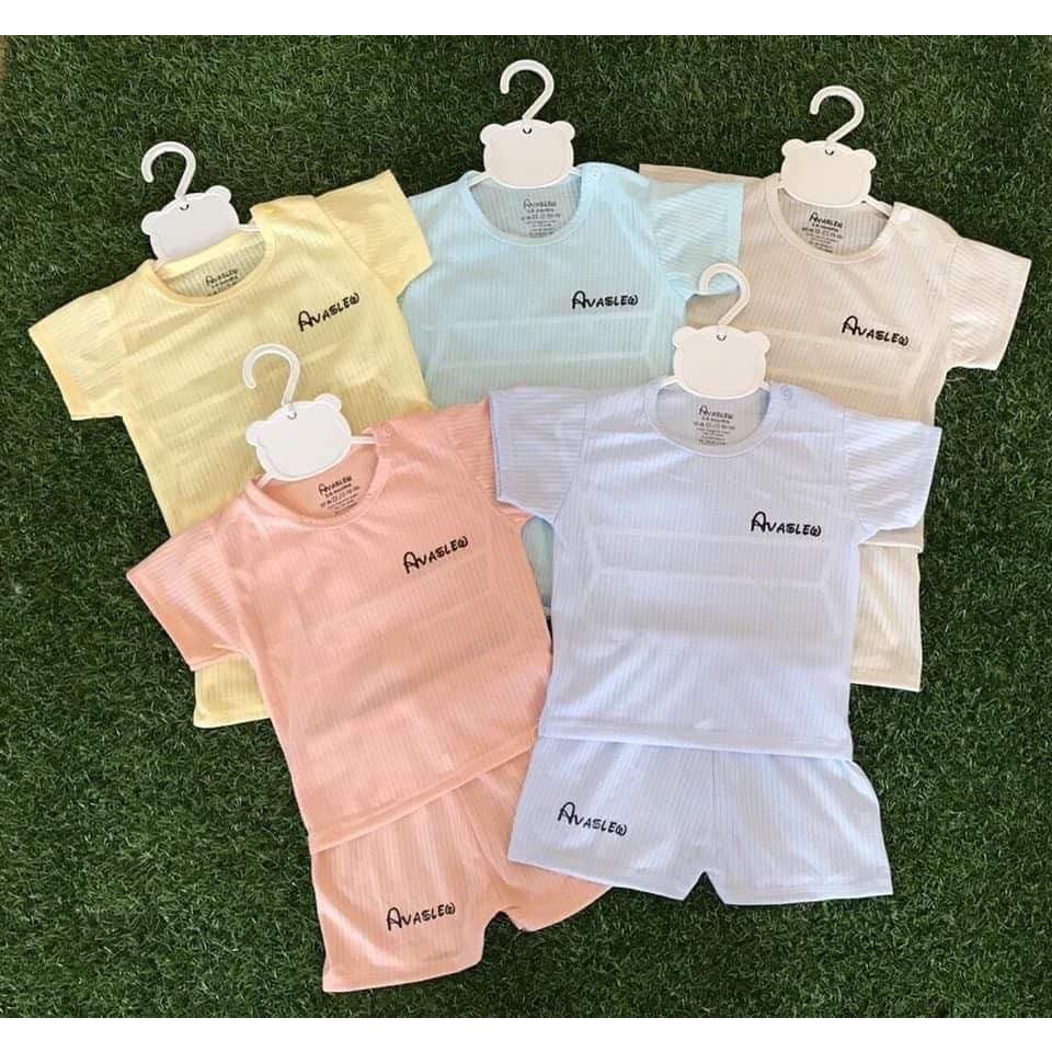 5 Bộ QUẦN ÁO BÉ GÁI, TRAI, ĐỒ BỘ COTTON GÂN TĂM CHO BÉ SƠ SINH THOÁNG MÁT THẤM HÚT MỒI HÔI CHO BÉ 3-15KG -gân