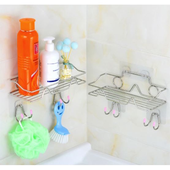 Kệ dán tường inox 304 không gỉ, kệ dựng đồ nhà tắm, nhà bếp có khả năng chịu tải lớn