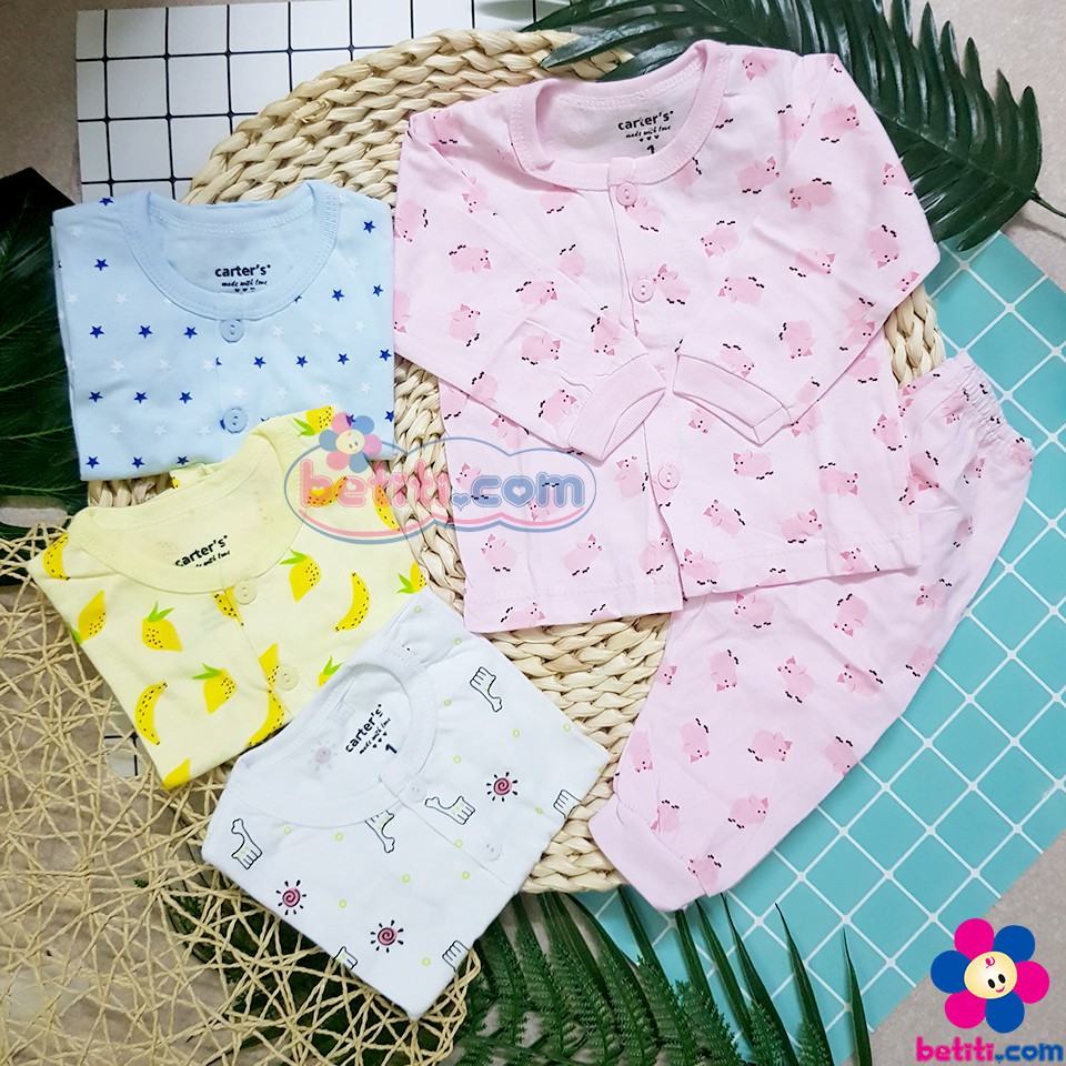 Bộ Quần Áo Dài Tay Car ter Cho Bé Sơ Sinh Chất Cotton Thấm Hút