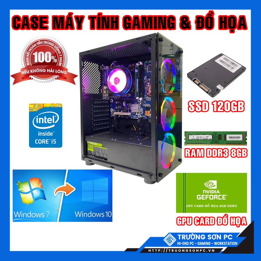 Case Máy Tính Chơi Game Có Led CPU Core i5 Ram 8G/ SSD 120G/ VGA 2G | CF, LOL, GTA, MU... Chạy Giả Lập 3 ACC MU