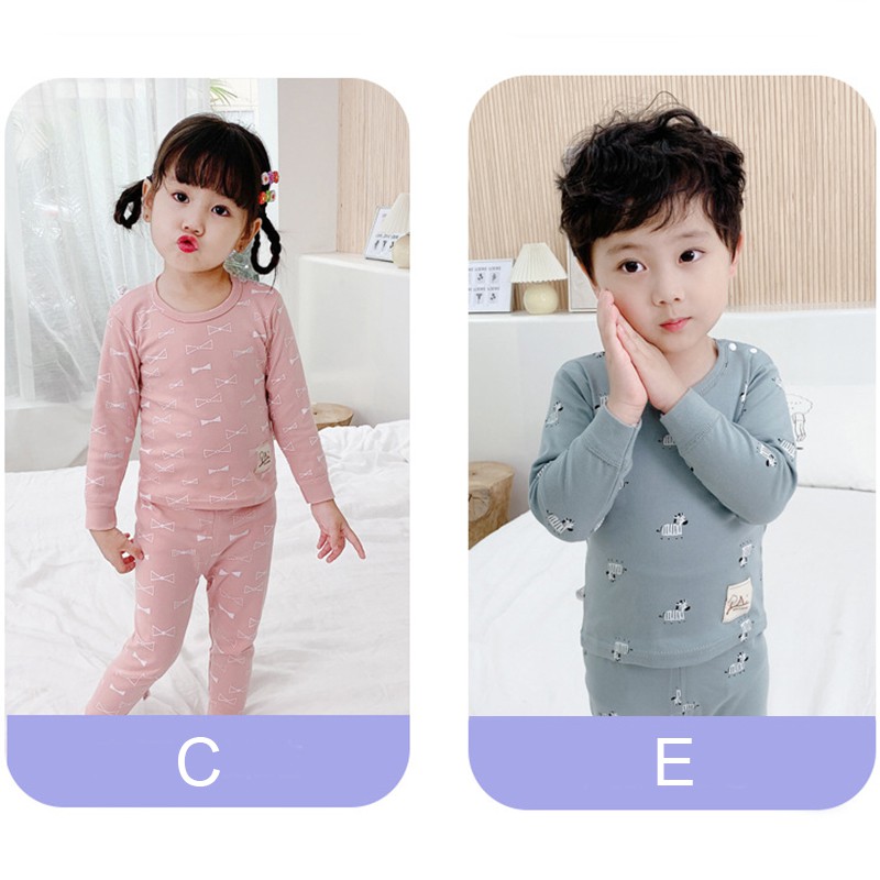 Bộ Đồ Ngủ Tay Dài Vải Cotton Mềm Eo Cao In Họa Tiết Kẻ Sọc Thời Trang Thu Đông Cho Bé