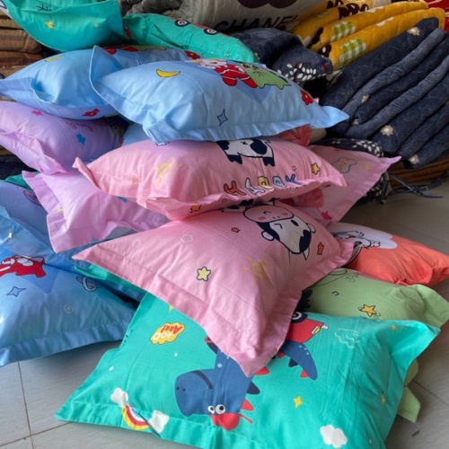 Gối trẻ em cotton poly size 30 x50 cm gối cho bé có khoá kéo,ruột gối trắng tinh, nhiều mẫu.