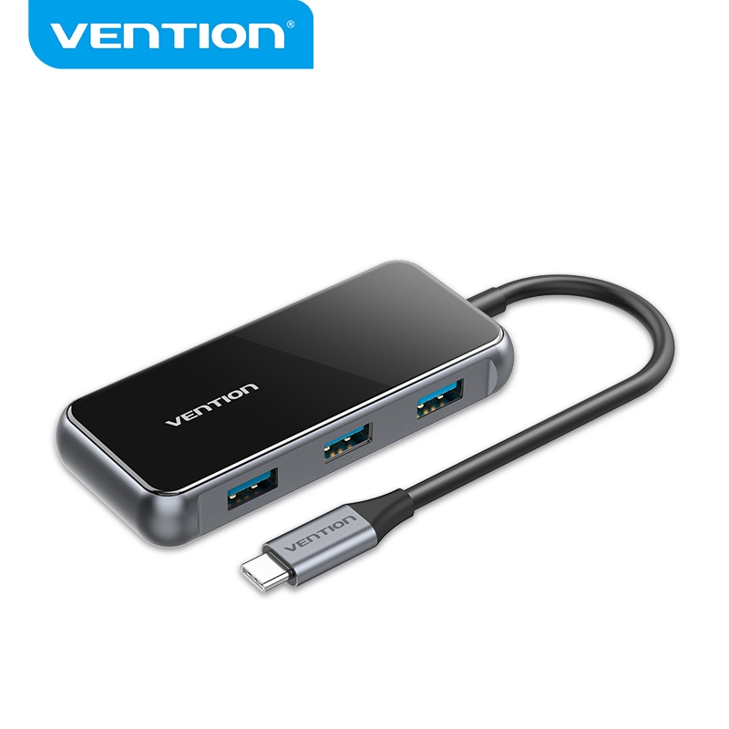 Trạm sạc đa năng VENTION chuyển đổi USB-C sang USB3.0x4 / PD bề mặt gương cho Laptop PC