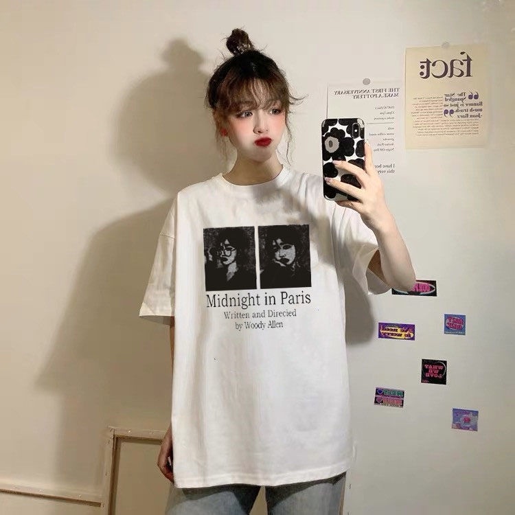 100% cotton short-sleeved T-shirt for female students 2021 spring and summer new style Korean student loose BF lazy blouse