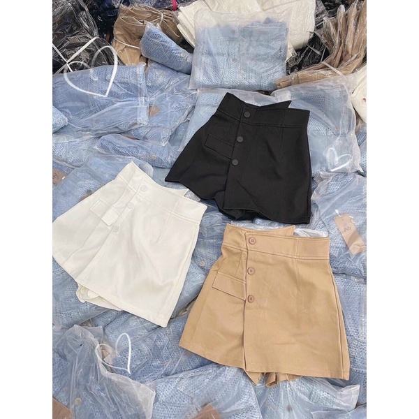 Chân váy nữ lưng cao vạt chéo, quần giả váy lệch tà chéo 3 size sml