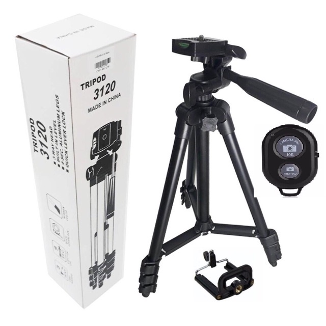 Gậy chụp ảnh Tripod 3120 Tặng kèm nút bấm bluetooth và kẹp điện thoại.