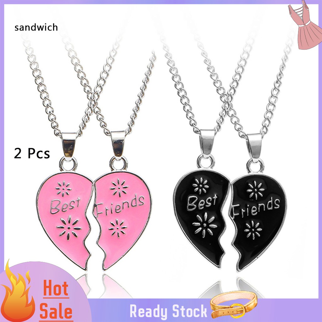 Bộ Gồm 2 Vòng cổ Hợp Kim Mặt Hình Trái Tim Khắc Chữ Best Friend Thời Trang Dành Cho Nữ
