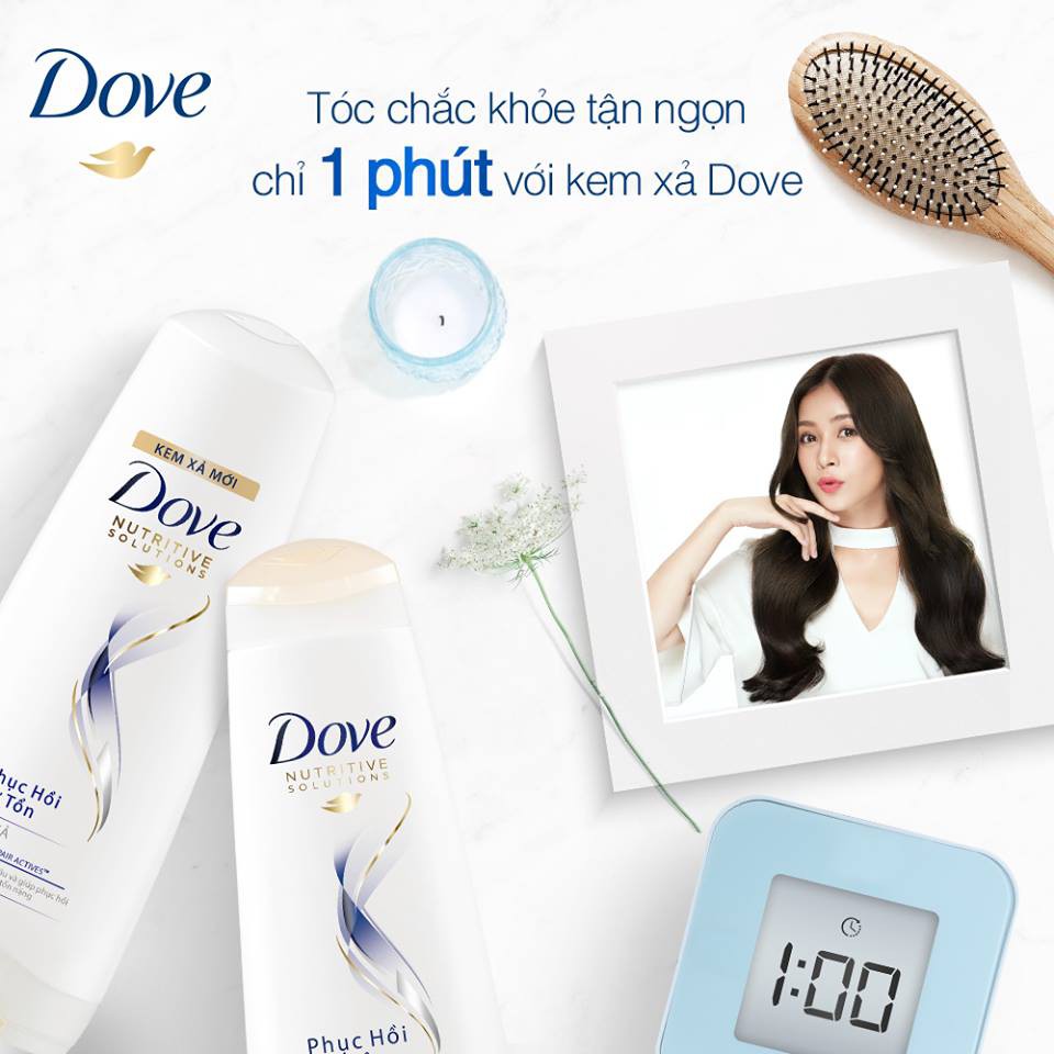 Bộ sản phẩm Dove Phục Hồi Hư Tổn dầu gội 170g + kem xả 170g