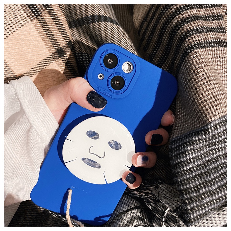 Ốp Điện Thoại Silicon Màu Xanh Dương Kèm Giá Đỡ Mặt Nạ Klein Độc Đáo Cho Iphone 7 8 Plus SE2 XS XR 11 12 13 Mini PRO MAX
