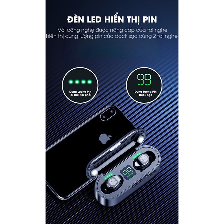 Tai nghe Bluetooth TWS AMOI F9 Phiên bản Quốc tế True Wireless không dây nút cảm ứng kháng nước | BigBuy360 - bigbuy360.vn