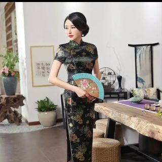 Sườn xám dài gấm cao cấp