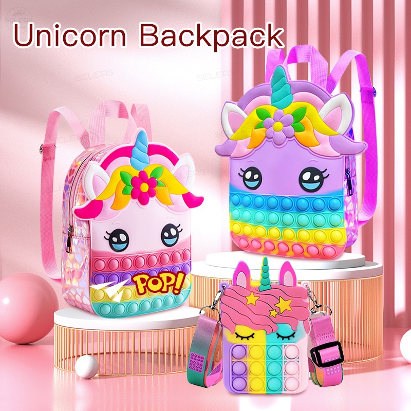 Big Pop It Fidget Toy Unicorn Ba Lô Cô Gái Túi Ví Trẻ Em Giảm Căng Thẳng Đồ Dùng Học Tập Quà Tặng Tiệc Sinh Nhật