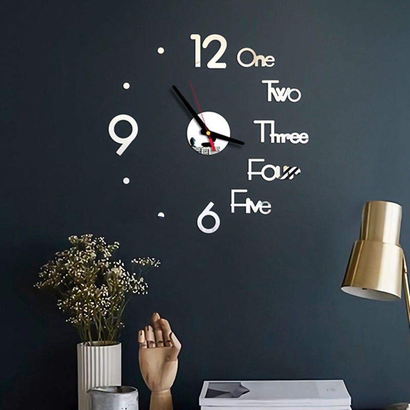 Đồng hồ dán tường 3D cỡ lớn đồng hồ treo tường trang trí decor phòng cao cấp