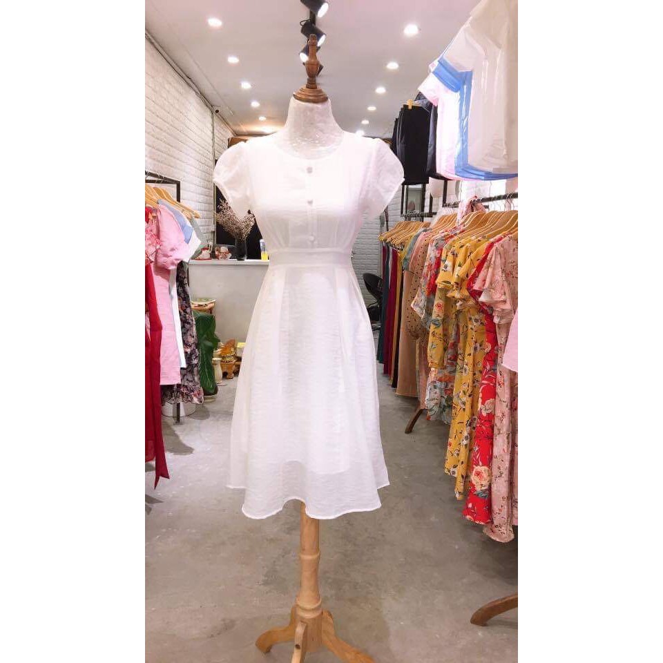 Đầm Nữ Xòe Xếp Ly Đính Nút Bọc Siêu Dễ Thương Thời Trang Bonucci | BigBuy360 - bigbuy360.vn