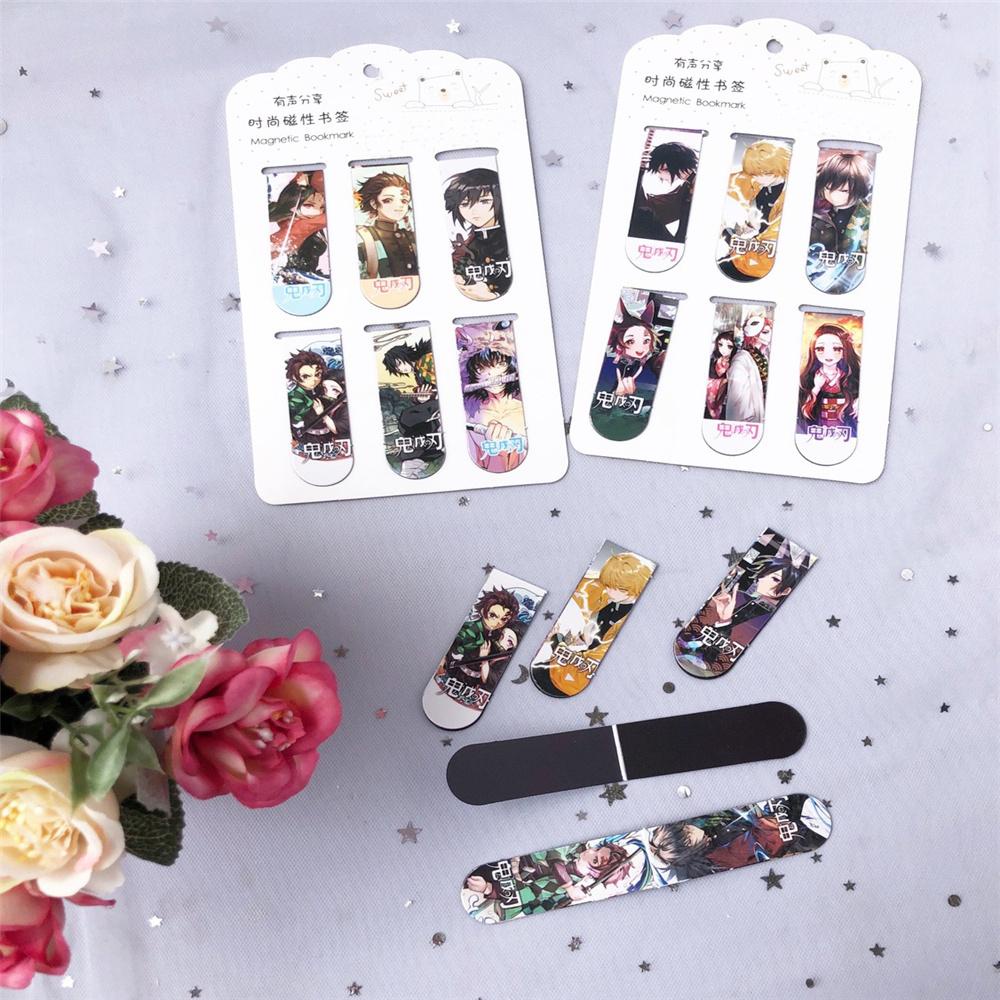 Set 6 Thẻ Đánh Dấu Trang Sách 15H Hình Anime Demon Slayer Kamado Tanjirou