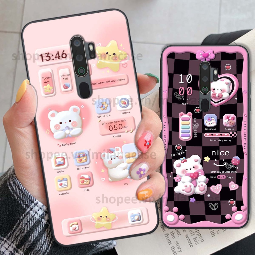 Ốp Oppo A5 2020 / A9 2020 hình đồng hồ icon gấu mèo cute cực dễ thương ngộ nghĩnh