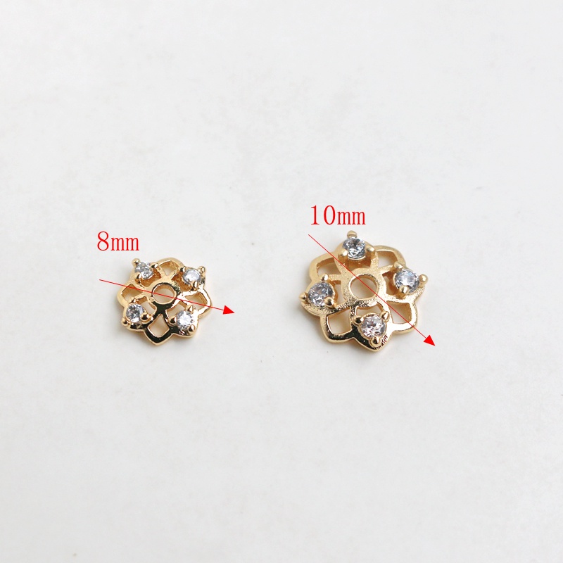 Giá Đỡ Trang Sức Hình Nón DIY 14K Đính Đá Zircon 8mm 10mm Màu Vàng Đồng