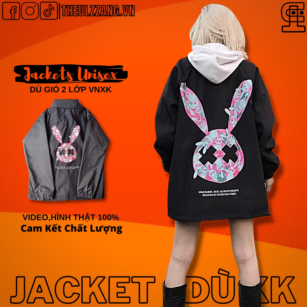 Áo Khoác Dù Nam Nữ Chất Siêu Đẹp Dù Ngoại 2 Lớp THỎ 2 MẶT Hàng Bomber Jackets Nam Nữ THỎ XANH HỒNG - THEULZZANG 2256