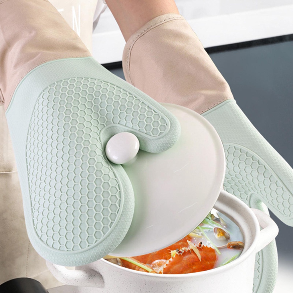 Găng Tay Bằng Silicone Và Cotton Cách Nhiệt Dùng Cho Lò Nướng BBQ L1C5