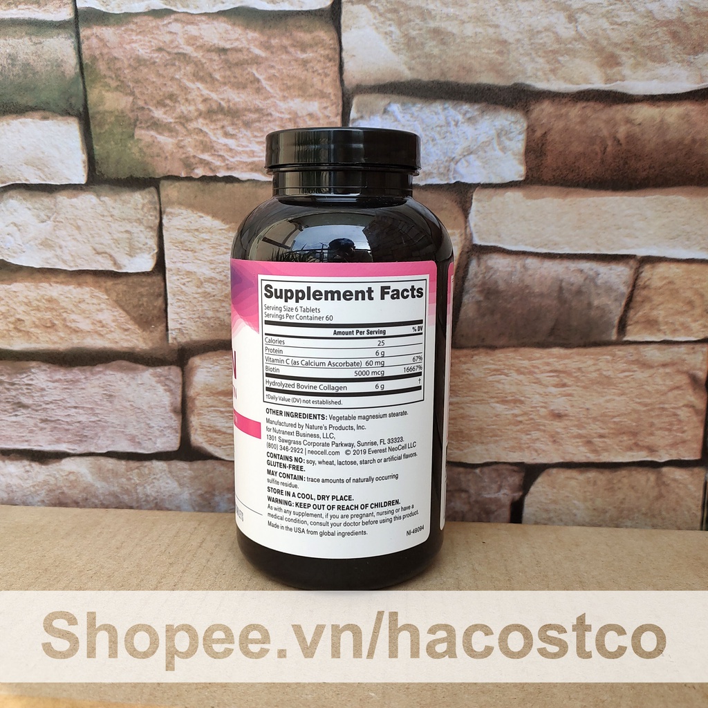 Viên Uống Super Collagen Neocell +C 6000 Mg type 1 - 3 Neocell 360 và 250 viên | Thế Giới Skin Care